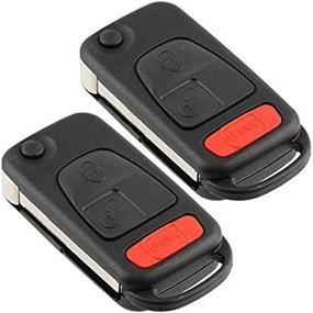 img 1 attached to 🔑 Pack of 2 Discount Keyless Entry Remote Uncut Car Key Fob Cases with Flip Shell Covers and Button Pads
