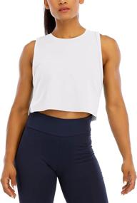 img 4 attached to HIOINIEIY Sleeveless Workout Cropped Exercise Sports & Fitness and Cycling