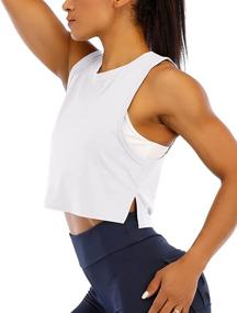 img 2 attached to HIOINIEIY Sleeveless Workout Cropped Exercise Sports & Fitness and Cycling