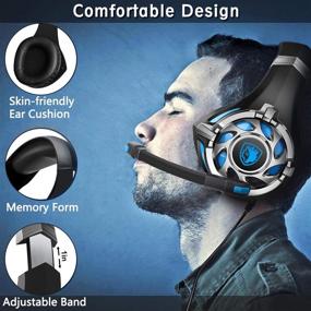 img 3 attached to 🎧 Sades SA822 Gaming Headset: Over-Ear Headphone for PS4, Xbox One, PC, Mobile Phone - Black/Blue