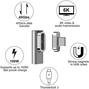 img 2 attached to Магнитный адаптер Sisyphy Thunderbolt3 USB C: разъем Type-C, зарядка 100 Вт PD, передача данных 40 Гбит/с, видеовыход 6K@60 Гц и 4K@60 Гц - совместим с MacBook Pro/Air и другими устройствами с разъемом Type C.