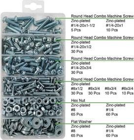 img 2 attached to 🔩 T.K.Excellent 405 Piece Combo Drive Bolt Assortment Kit - Machine Screws and Hex Nuts - #8-32 to #1/4-20 - Phillips-Slotted Round Head - Including Flat Washers