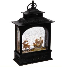 img 2 attached to 11 Inch Battery Operated Lighted Reindeer and Animal Sleigh Christmas Water Snow Glitter Globe Lantern Decor with Timer
