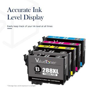 img 1 attached to 🖨️ Valuetoner Remanufactured Ink Cartridge Set for Epson T288XL 288XL 288 XL - Compatible with XP-430 XP-340 XP-440 XP-330 XP-434 XP-446 Printer (2 Black, 1 Cyan, 1 Magenta, 1 Yellow, 5 Pack)