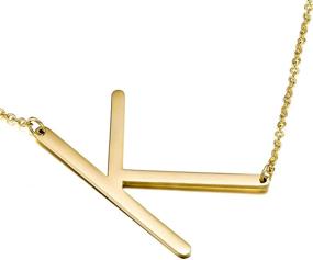 img 4 attached to 💫 Impressive IEFWELL Large Sideways Initial Necklace for Women - Stylish Silver Gold Plated Stainless Steel Letter Necklace for a Bold Statement