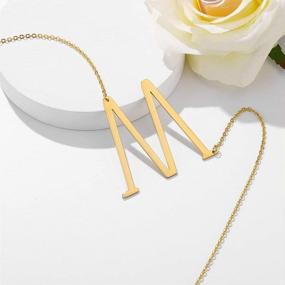 img 1 attached to 💫 Impressive IEFWELL Large Sideways Initial Necklace for Women - Stylish Silver Gold Plated Stainless Steel Letter Necklace for a Bold Statement