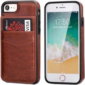 img 2 attached to 📱 Premium Leather Wallet Case for iPhone 7/8/SE 2020 - Magnetic Clasp, Credit Card Holder, Kickstand - Heavy Duty Protective Cover (Brown, 4.7 Inch)