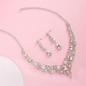 img 2 attached to 💎 Paxuan Silver Wedding Bridal Prom Crystal Rhinestone Necklace Earrings Bracelet Tiaras Crown Jewelry Sets for bride bridesmaid Wedding Gown