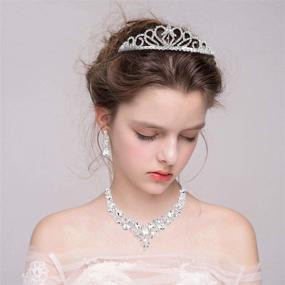 img 3 attached to 💎 Paxuan Silver Wedding Bridal Prom Crystal Rhinestone Necklace Earrings Bracelet Tiaras Crown Jewelry Sets for bride bridesmaid Wedding Gown