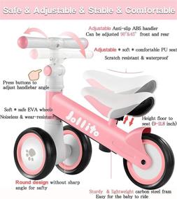 img 3 attached to 🚲 Jollito Baby Balance Bike: Adjustable Toddler Bicycle for 12-24 Months, 3 Silent Wheels, No Pedal Walker Bike Toy for 1 Year Old Boys Girls - Best Birthday Gift!