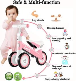 img 2 attached to 🚲 Jollito Baby Balance Bike: Adjustable Toddler Bicycle for 12-24 Months, 3 Silent Wheels, No Pedal Walker Bike Toy for 1 Year Old Boys Girls - Best Birthday Gift!