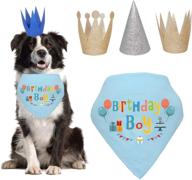 🐶 wonderpup 7 pack dog birthday girl bandana triangle bibs scarf accessories: pawsome party hat included! logo