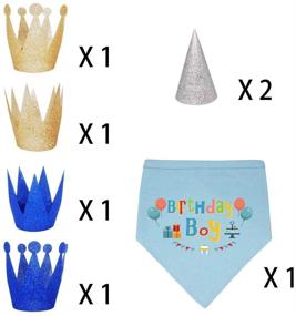 img 1 attached to 🐶 WONDERPUP 7 Pack Dog Birthday Girl Bandana Triangle Bibs Scarf Accessories: Pawsome Party Hat Included!