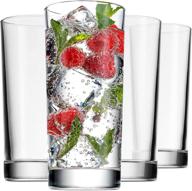 🍹 godinger italian made glass highball glasses, set of 4 - 14oz tall drinking glasses for beverages logo