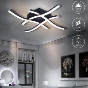 img 3 attached to 💡 Modern 4-Light Dimmable LED Ceiling Light, HUOKU 24W Curved Ceiling Light Fixture in Black Flush Mount Design for Hallway, Bedroom, Living Room, 1667M 3000K Warm White Lighting