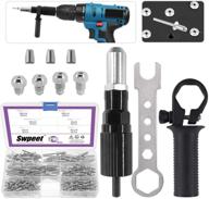 🔧 swpeet 211-piece rivet gun adapter kit - black alloy steel, including rivet head (2.4/3.2/4.0/4.8mm) and handle wrench. complete with 500 aluminum blind rivets. logo