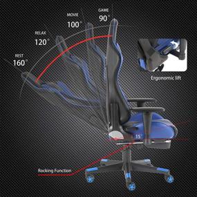 img 1 attached to SMAX Gaming Chair: Ergonomic PU Leather Video Game Chair with Footrest, Headrest, and Lumbar Support in Black and Blue – Ultimate Gamer's Delight!