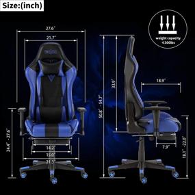 img 2 attached to SMAX Gaming Chair: Ergonomic PU Leather Video Game Chair with Footrest, Headrest, and Lumbar Support in Black and Blue – Ultimate Gamer's Delight!