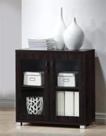 🏢 baxton studio wholesale interiors dark brown zentra sideboard storage cabinet with glass doors логотип