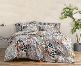 img 4 attached to 🛏️ Multi-Colored Marimekko Pieni Letto Duvet Cover Set for Queen Bed Size