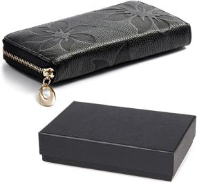 img 2 attached to Stylish Ladies Clutch Wallet with Phone Holder - Kyerivs Genuine Leather Womens Wallet, 8 Credit Card Slots - Black