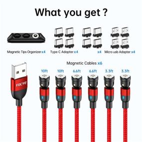 img 3 attached to FOCYO 540 Degree USB Magnetic Charging Cable - Buy Magnetic Phone Charger Cord [6 Pack] - Micro USB Type C Magnetic Charger Cable [3.3ft/3.3ft/6.6ft/6.6ft/10ft/10ft]