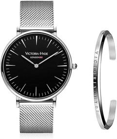 img 4 attached to Stylish VICTORIA HYDE Women's Stainless Steel Watches: Elegant Timepieces for Women