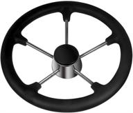 marinebaby 13.5-inch stainless steel boat steering wheel with black foam grip логотип