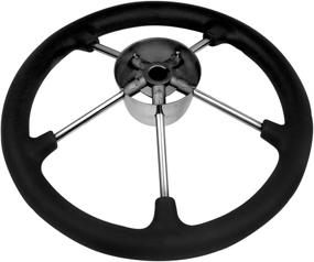 img 1 attached to Marinebaby 13.5-Inch Stainless Steel Boat Steering Wheel with Black Foam Grip