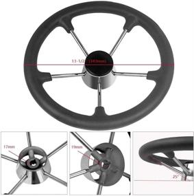 img 3 attached to Marinebaby 13.5-Inch Stainless Steel Boat Steering Wheel with Black Foam Grip