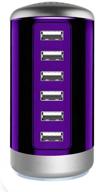 🔌 ultimate 6-port usb charging station: smart identification technology for phones, tablets, and more - purple logo