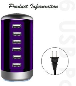 img 2 attached to 🔌 Ultimate 6-Port USB Charging Station: Smart Identification Technology for Phones, Tablets, and More - Purple