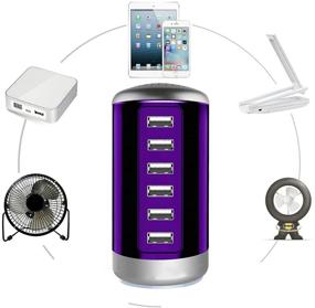 img 1 attached to 🔌 Ultimate 6-Port USB Charging Station: Smart Identification Technology for Phones, Tablets, and More - Purple