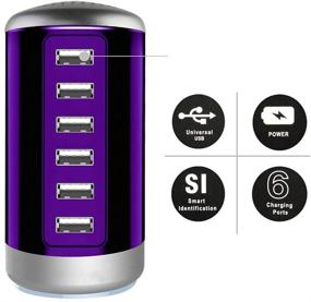 img 3 attached to 🔌 Ultimate 6-Port USB Charging Station: Smart Identification Technology for Phones, Tablets, and More - Purple