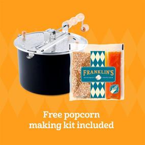 img 2 attached to 🍿 Franklin's Authentic Whirley Pop Stovetop Popcorn Machine Popper: Premium & Wholesome Movie Theater Popcorn Maker. Get a Complimentary Organic Popcorn Kit. Enjoy Theatre-style Popcorn at Home.