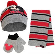 🧣 mickey mouse winter hat, scarf, and gloves set for boys, ages 2-7 logo