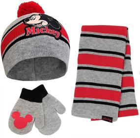 img 4 attached to 🧣 Mickey Mouse Winter Hat, Scarf, and Gloves Set for Boys, Ages 2-7