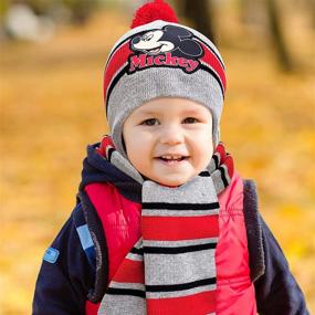 img 3 attached to 🧣 Mickey Mouse Winter Hat, Scarf, and Gloves Set for Boys, Ages 2-7