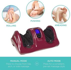 img 1 attached to 🦶 High Intensity Rollers Therapeutic Shiatsu Foot Massager for Foot, Ankle, and Nerve Pain Relief with Handle, Remote Control, LCD Screen, 3 Massage Modes - Burgundy