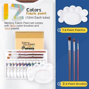img 2 attached to Vibrant Fabric Paint Set for Clothes - 12 Colors, 3 Brushes, 1 Palette | 🎨 Non-Fading, Permanent Textile Paints for T-Shirts, Jackets, Socks, Shoes, Canvas | No Heat Required & Washable