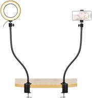 flexible arm ring light with stand and phone holder - 25 inch dual arm with 6'' selfie light ring 💡 for iphone 11 pro xs xr max - ideal for live streaming, makeup tutorials, youtube videos, calligraphy, drawing, and online courses logo
