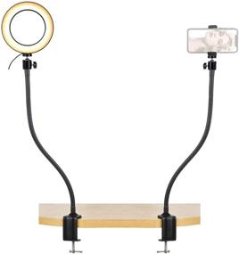 img 4 attached to Flexible Arm Ring Light with Stand and Phone Holder - 25 inch Dual Arm with 6'' Selfie Light Ring 💡 for iPhone 11 pro Xs Xr Max - Ideal for Live Streaming, Makeup Tutorials, YouTube Videos, Calligraphy, Drawing, and Online Courses