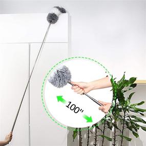 img 3 attached to 🧹 Extendable Microfiber Feather Duster by BOOMJOY | 100" Telescoping Cobweb Duster for Cleaning | Bendable Head, Scratch-Resistant Cover | Washable Duster for Ceiling, Fan, Furniture