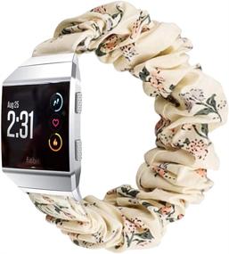 img 1 attached to CharmingElf Scrunchie Bands: Stylish Fitbit Ionic Wristbands for Women and Girls - Floral fabric replacements with Cloth Strap Patterns - Compatible with Ionic SmartWatch