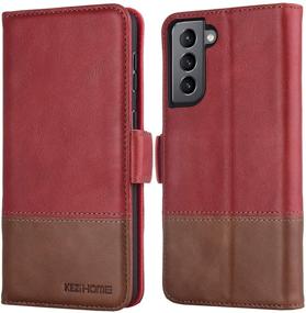 img 4 attached to 📱 KEZiHOME Samsung Galaxy S21 Case: Genuine Leather RFID Blocking Wallet Flip Magnetic Case in Red/Brown - Compatible with Samsung Galaxy S21 5G 6.2" - Card Slot Stand Phone Case