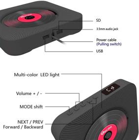 img 2 attached to KECAG Плеер для CD-дисков настенного крепления и стола со связью Bluetooth 4.2 с дисплеем, таймером сна, USB, TF, MP3, AUX in/out - белый, улучшенная версия 2021.