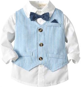 img 3 attached to 👶 Tem Doger Baby Boys Formal Suit Toddler Gentleman Set Dress - Slim Fit Shirt, Vest, Pants Outfits Tuxedo 9M - 8 Years - Shop Now!