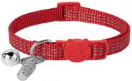 thain red breakaway cat collar with bell, id tag & reflective nylon – adjustable safety collars for female kittens (size s) логотип