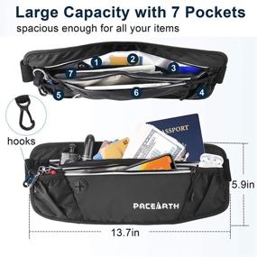 img 3 attached to 🎒 PACEARTH Water-Resistant RFID Blocking Fanny Pack with 7 Pockets and 2 Hooks - Large Slim Running Belt for Men and Women - Ideal for Outdoors, Workouts, Travel, Running, Cycling