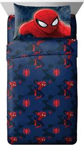 img 4 attached to 🕷️ Marvel Spiderman Saving The Day: Full Sheet Set - 4 Piece Collection in Blue